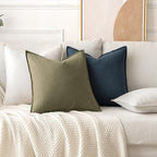 MIULEE Decorative Linen Pillow Covers 18x18 Inch Light Olive Green | Boho - Image 4