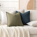 MIULEE Decorative Linen Euro Sham Pillow Covers 26x26 Cream White | Boho - Image 4