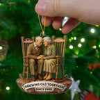 Custom Old Couple Sitting On Rocking Chairs Growing Old Together Since Christmas Ornament 2025, Personalized Year & Names Mr & Mrs Ornament Gift for Grandparents Grandpa Grandma/Husband Wife Dad Mom