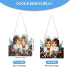 NEWENMO Hanging Diamond Art Kit for Adult, Angels in Heaven, 5D Special Shaped Rhinestone Diamond Painting Ornament, Christmas, DIY Acrylic Diamond Art Painting Window Pendants Home Garden Wall Decor