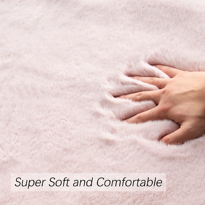 ORINOVA Pink Boho Faux Rabbit Fluffy Fur Rugs - Image 6
