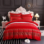 ABREEZE Queen Duvet Covers, Bohemian Retro Bedding Set, Coloful Mandala Down Comforter Cover, Boho Floral Style Quilt Cover, 100% Brushed Cotton, 1 Duvet Cover and 2 Pillow Shams,Red