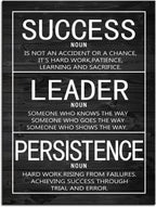 Motivational Poster Success Leader Persistence Inspirational Wall Art Inspiration Canvas Prints Artwork for Living Room Modern Home Decor Painting Stretched and Framed Ready to Hang [18''Wx 24''H]