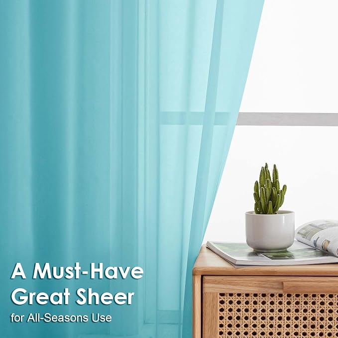 Sheer Curtains 84 Inches Long 2 Panels Set, Light Filtering Transparent - Image 5