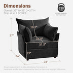 Oversized Accent Chair, Upholstered Modern Sofa Chair with Removable Backrest & Detachable Cover, 24.5" Deep Seat Large Reading Armchair for Living Room Bedroom Office - Chenille Black Set of 2