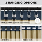 MIULEE 100% Blackout Linen Curtains 42 x 96 Inch Midnight Blue 2 Panels | - Image 5