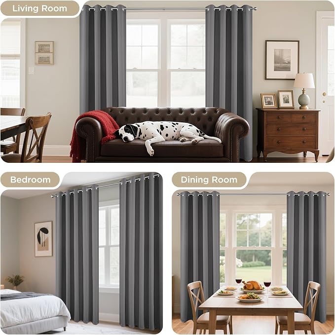 Joydeco Grey Blackout Curtains for Bedroom 72 Inch 2 Panels - Image 6