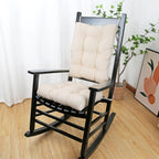 BUYUE Chair Cushion Set for Rocking Chair, Back Pillow & Seat Cushion with Ties, Original Woven Fabric Non-Slip Chair Pads for Elderly Sitting, Beige
