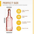 Assorted Reddish Glass Bottles with Corks, 6 Pack, 2.5in X 9in, 16oz