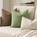 MIULEE Sage Green Chenille Couch Throw Pillow Covers, 20x20 | Set of 2 - Image 2