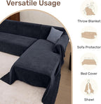 2 Pieces Sectional Couch Covers L Shaped Cover XXXL Navy Blue | Thick Washable - Image 6