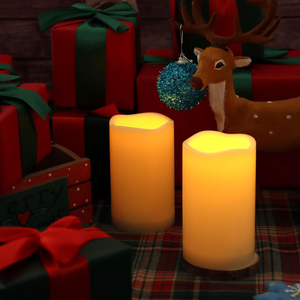 CANDLE CHOICE Waterproof Outdoor Battery Operated Flameless Candles with Remote Timer Plastic Realistic Flickering Fake Electric LED Pillars Lantern Garden Wedding Christmas Decorations 3”x5” 6 Pack