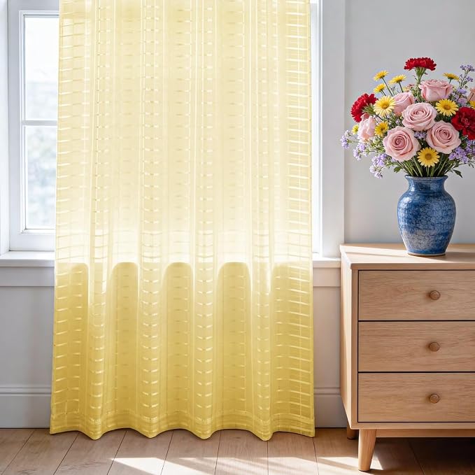 SpaceDresser Check Sheer Curtains 84 Inches Long - Image 3