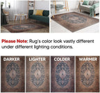 Keen Home Design 8x10 Rug - Machine Washable Area Rug with Non-Slip Backing, Ideal for Living Room, Dining Room, Bedroom - Vintage, Easy Clean, Durable, Low Pile Rug - (8' x 10')