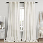 Cream Linen Curtains 115 Inches Long 2 Panels Set by Nanspring