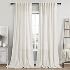 Cream Linen Curtains 114 Inches Long by Nanspring