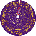 48" Large Christmas Tree Skirt, Elegant Modern Purple Gold Pattern Tree Mat Base Cover for Xmas Festive Holiday Party Decoration Ornaments