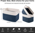 OIAHOMY Storage Baskets - Woven Cotton Rope Baskets for Shelves, Toy Towel Organizer Bins, Pack of 3, Blue & White