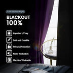 SimpleHome Purple 100% Blackout Curtains Room Darkening Living Room 63 Inch | - Image 3