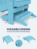 KINGYES Folding Adirondack Ottoman for Adirondack Chair, Light Blue