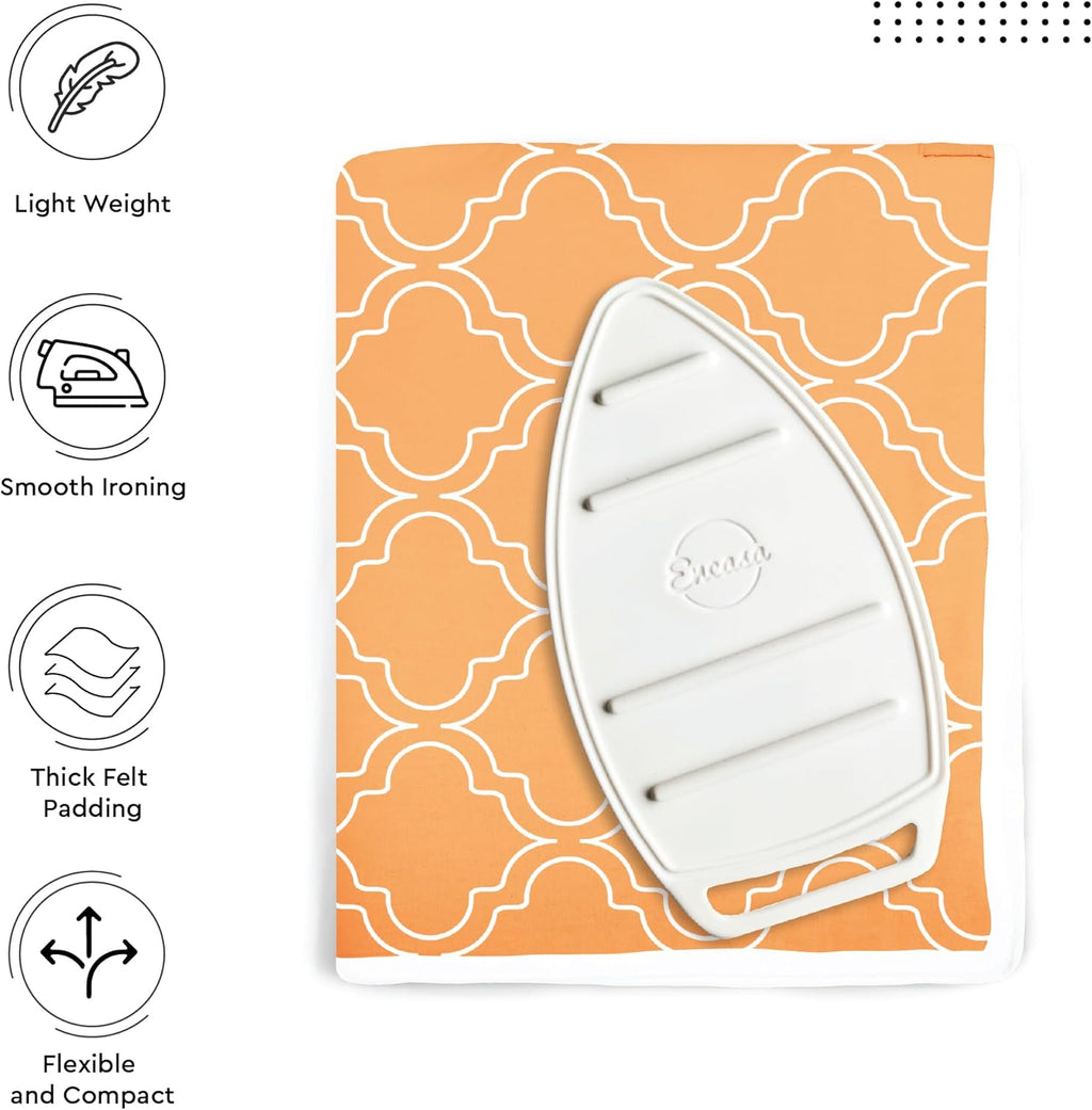 Encasa XO Ironing Mat/Pad (Large 48"x28") with 3mm Padding & Silicone Iron Rest for Steam Pressing on Tabletop or Bed - Heat Resistant, Portable, Quilting & Travel Blanket - Peach Tiles