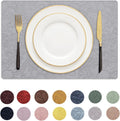 Romanstile Vinyl Placemats Set of 6-12 X 18 Inch - Heat Resistant Non-Slip Embossed Floral Place Mats 100% Waterproof Oilproof Wipeable Faux Leather Table Mats for Kitchen/Dining/Party, Grey