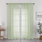 Sheer Curtains 72 Inches Long 2 Panels Set, Light Filtering Sheer Curtain Rod by OWENIE