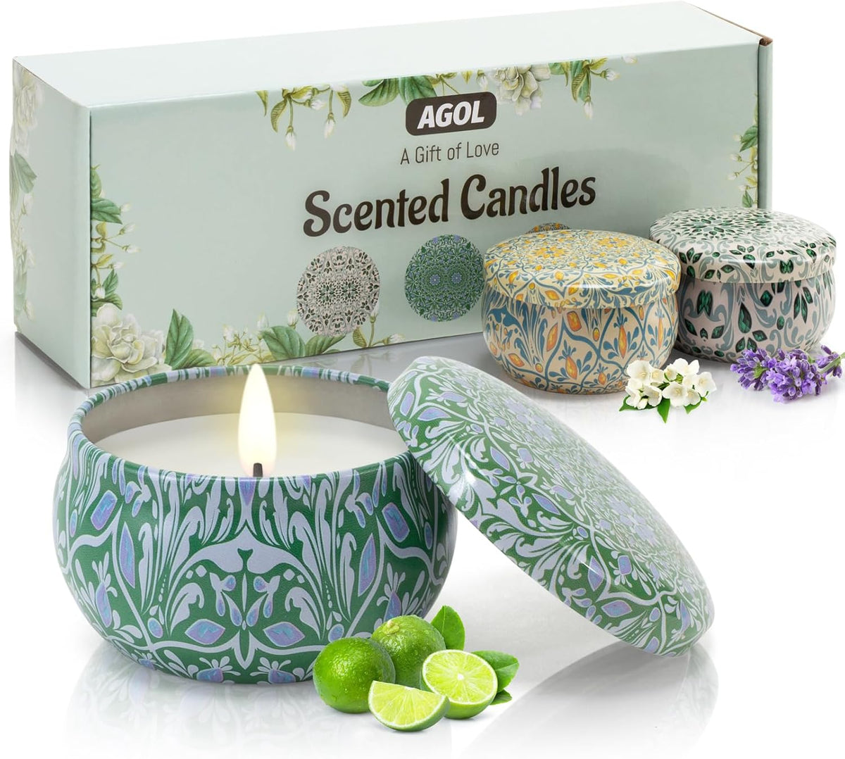 3 Pack Scented Candles Gifts for Women, 2.5 oz Aromatherapy Candles for Home Scented, Natural Soy Candles with Floral Scents, Portable Small Jar Candles Set Gifts for Birthday, Mother's Day