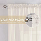Ivory Sheer Curtains 108 Inches Long 2 Panels, Solid Airy Voile Extra Wide - Image 4