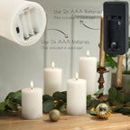 LUSHABOR Flameless Candles, 4 Pack Battery Operated Candles with Remote, Real Wax LED Fake Candles with Timer Flickering for Christmas Wedding Home Party D3 H 5" 6" 7" 9" White