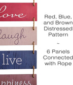 EXCELLO GLOBAL PRODUCTS Large Hanging Wall Sign: Rustic Wooden Decor (Home, Family, Love, Laugh, Live, Happiness) Hanging Wood Wall Decoration (11.75" x 32")