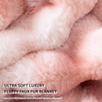 Cozy Faux Fur Throw Blanket for Couch-Warm Fuzzy Throw Blanket, Soft Plush Thick Bubble Blankets for Bedroom and Living Room, Furry Luxury Blanket, 90 x 108, Tie-Dye Pink