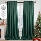 MIULEE Christmas Hunter Green Back Tab Blackout Curtains 52"x102" 2 Panels | by MIULEE