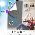 HIDBEA One Way Window Film, Daytime Privacy Sun Blocking Reflective Window Film No Glue Static Cling Heat Control Window Tinting Film for Home and Office, Black Silver, 23.6 x 157.5 Inch