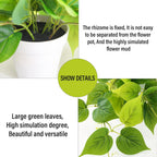 Tiita 2 Pack Fake Plants Artificial Scindapsus Aureus in Pots, Realistic Fake Greenery Potted Plants for Home Office Desk Window Sill Bathroom Bedroom Outdoor Indoor