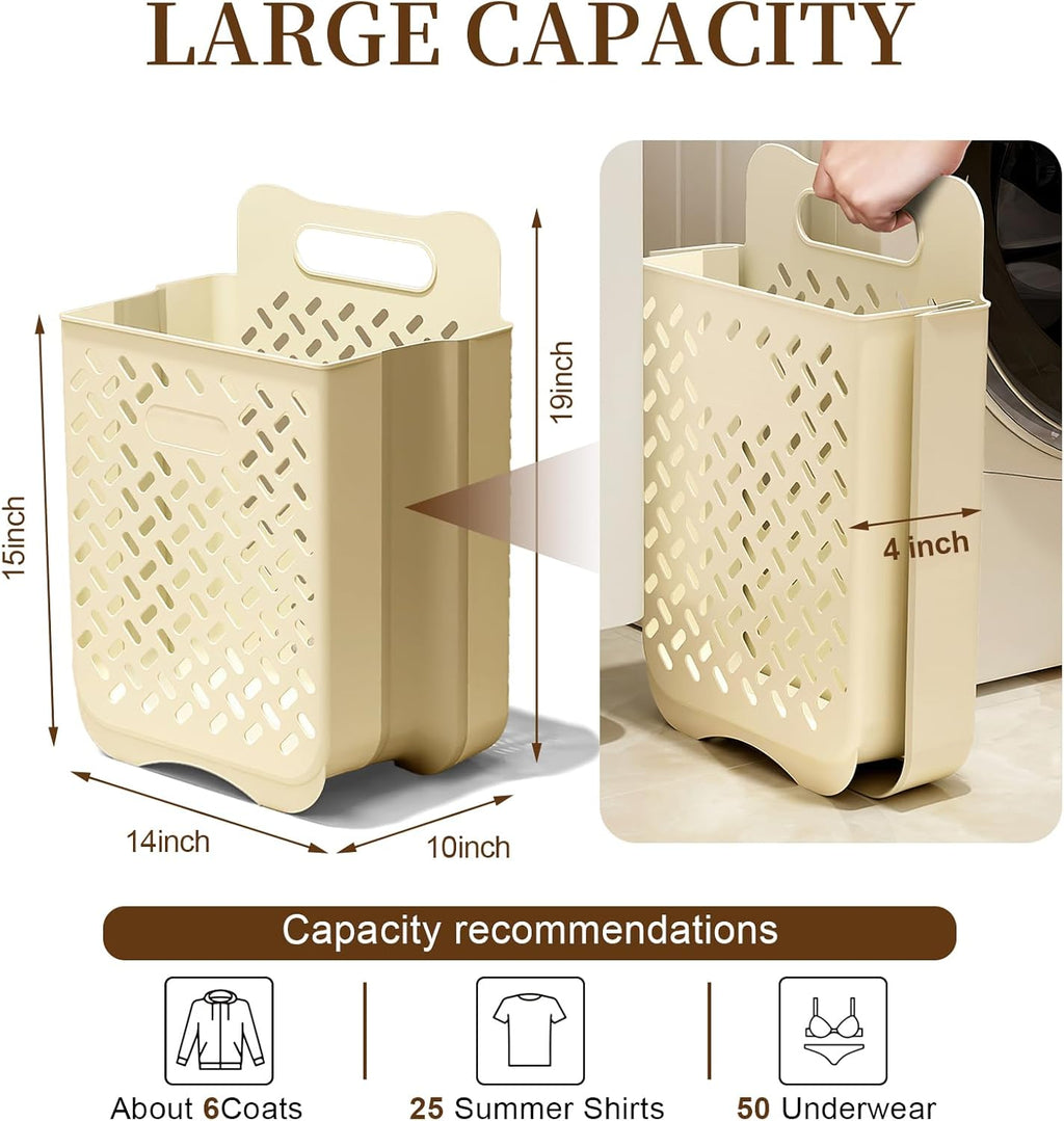 Laundry Basket Hamper,Hanging Wall Collapsible Laundry with Handle,Space-Saving Foldable Storage Dirty Washer Organizer Bin Multi-function Container Waterproof Durable,Set of 2(XL&M)