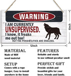 Warning Sign, Unsupervised Warning Wood Plaque Sign, Funny Door Signs, Decorative Wood Hanging Suspension Plaque, Farmhouse Wooden Wall Decor, Outdoor Hanging Wooden Signs