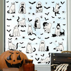 Halloween Ghost Window Clings for Glass 6 Sheets Cute Window Decals Spooky Window Stickers Cat Spider Reusable Windows Cling for Halloween Fall Party Home School Office Glass Supplies Decorations