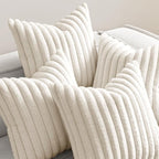 MIULEE Faux Fur Plush Decorative Throw Pillow Covers 18x18, Cream White | Set - Image 6
