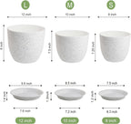 Large Flower Pots 12/10/9 inch, Set of 3 Modern Decorative Plastic Planters with Drainage Holes and Saucers for Garden House Plants, Plant Pots for Indoor Outdoor Plants, Speckled White