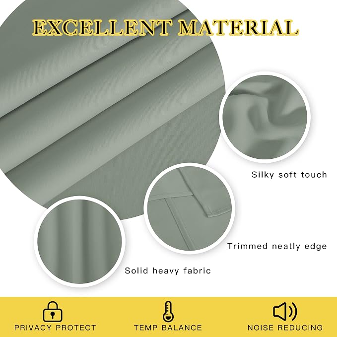 NICETOWN Blackout Sage Green Curtain 84 inch Length - Image 5
