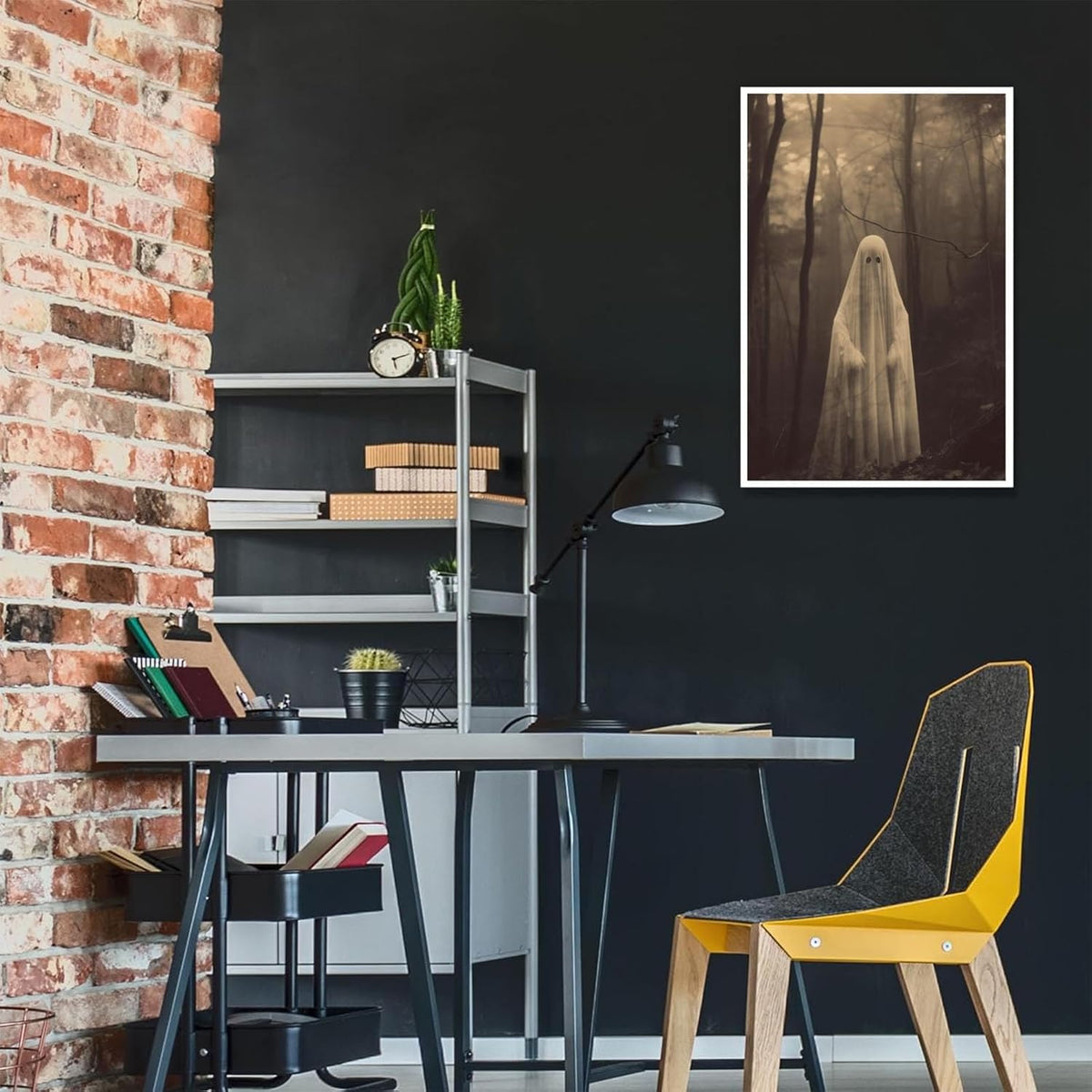 Ghost Forest Spooky Print Poster The Gothic Room Decor Creepy Picture Posters Dark Academia Aesthetic Family Prints Canvas Wall Art Home Apartment Decorations 12X16inch Unframed
