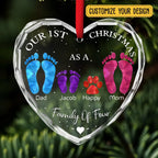 First Christmas As A Family - Personalized Custom Glass Ornament for Family of 8 People and Pets, 1st Xmas Family Ornament 2025 Baby's First Christmas