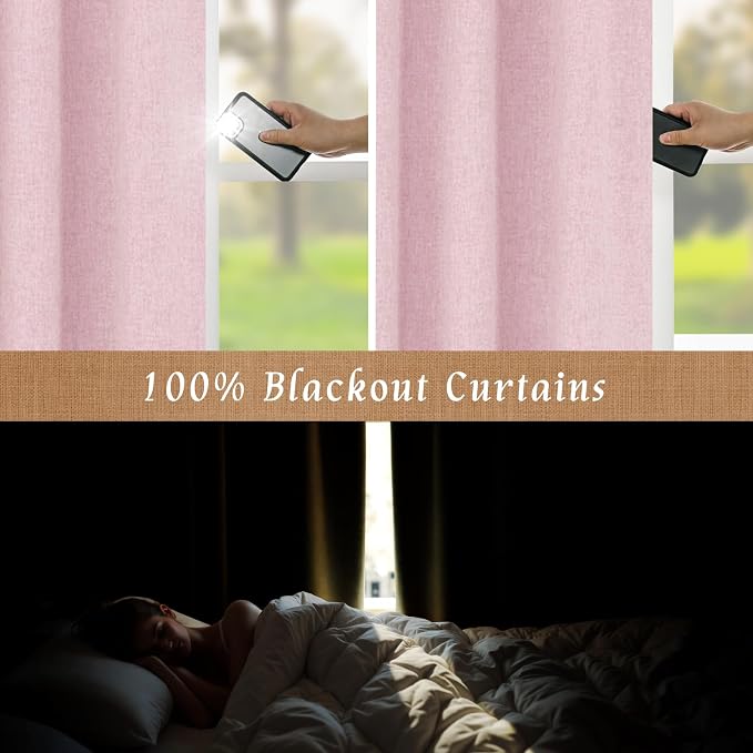 100% Blackout Linen Curtains 72 Inches - Image 3