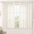 Cream Linen Semi Sheer Curtains 45 Inch by LAMIT