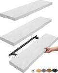 BAYKA Floating Shelves for Wall, 22.5 inches Wall Mounted Rustic Wood Shelves for Bathroom, Bedroom, Living Room, Floating Shelves for Books/Storage/Decor (White,Set of 3)