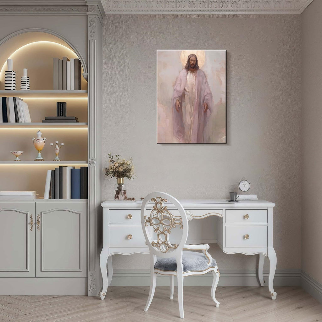 Framed Jesus Christ Christian Wall Art Decor Canvas Print Wall Painting Canvas Poster Picture Faith Religious Artwork for Living Room Bedroom Church Gallery Decor 12x16 Inch Ready to Hang