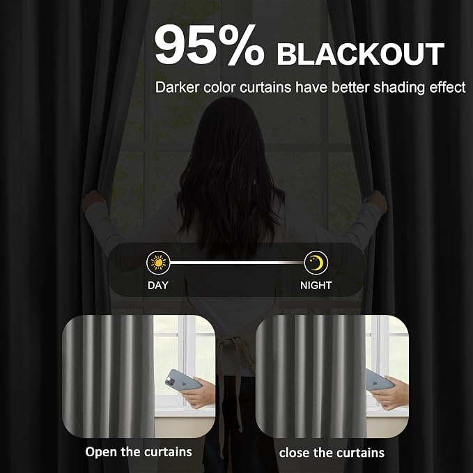 Pinch Pleated Blackout Curtains 96 Inches Long Modern Lush Decor Window - Image 3