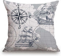 TSSOHU Nautical Sailboat Map Throw Pillow Cover Ship Anchor Cotton Linen Decorative Pillow Case Cushion Cover Home Sofa Decor 18x18 Inch Pillow Cover