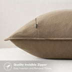 MIULEE Decorative Linen Euro Sham Pillow Covers 28x28 Inch Khaki | Boho - Image 3